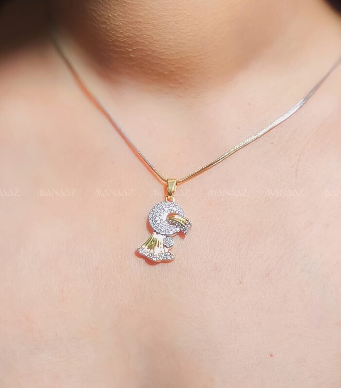 Modern Abstract CZ Hoop Pendant