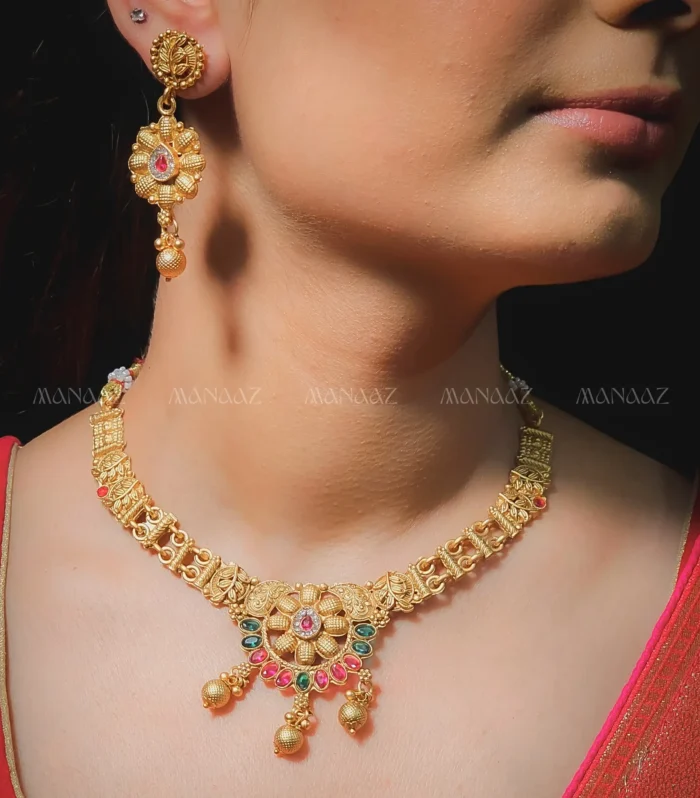 Antique Floral Chakra Choker Set