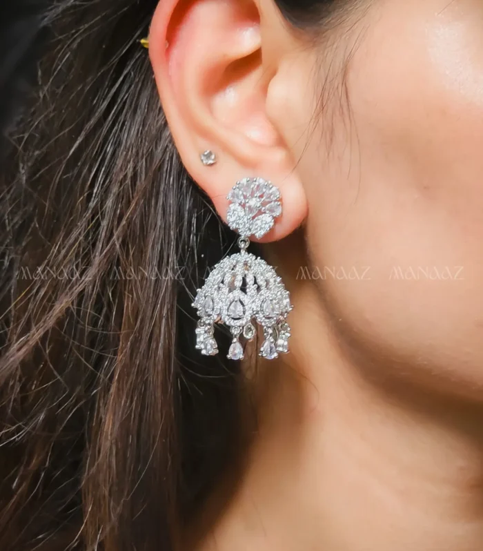 Diamond Bloom Jhumka Earrings
