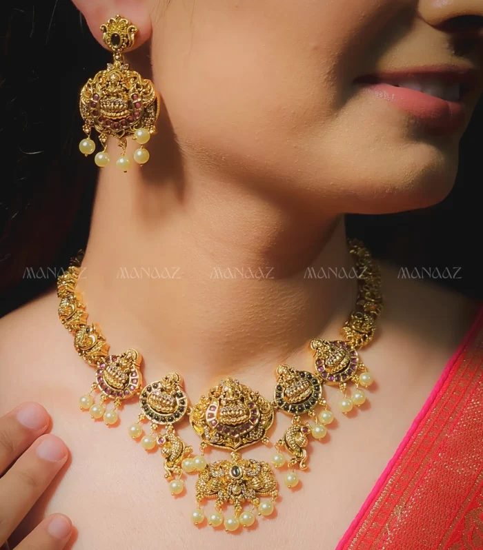 Antique Ruby Kemp Laxmi Devi Choker Set