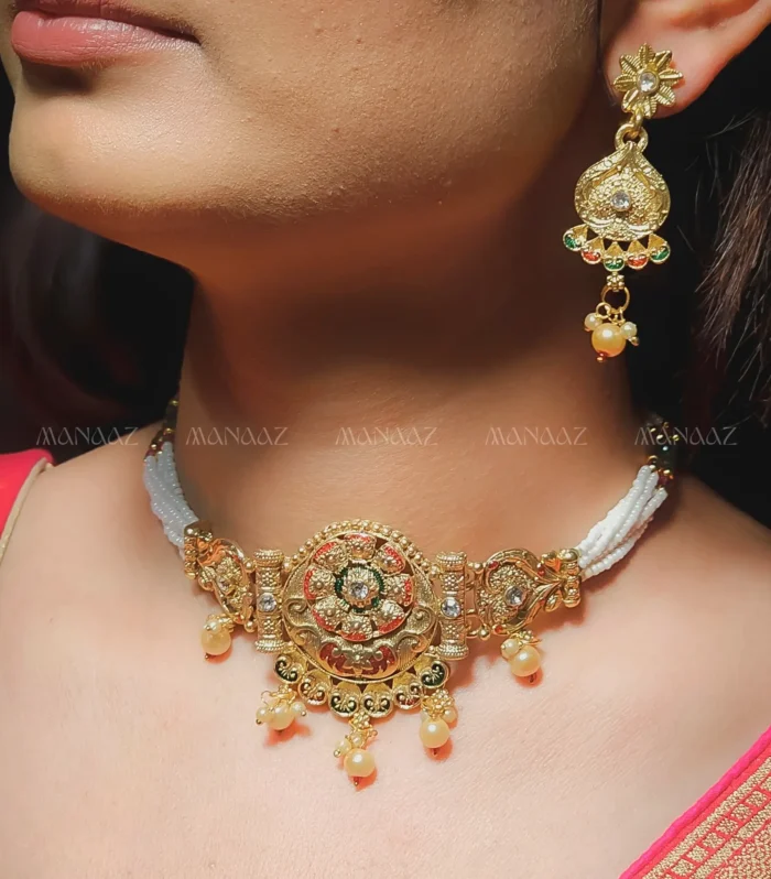 Chandani Meena Pearl Choker Set