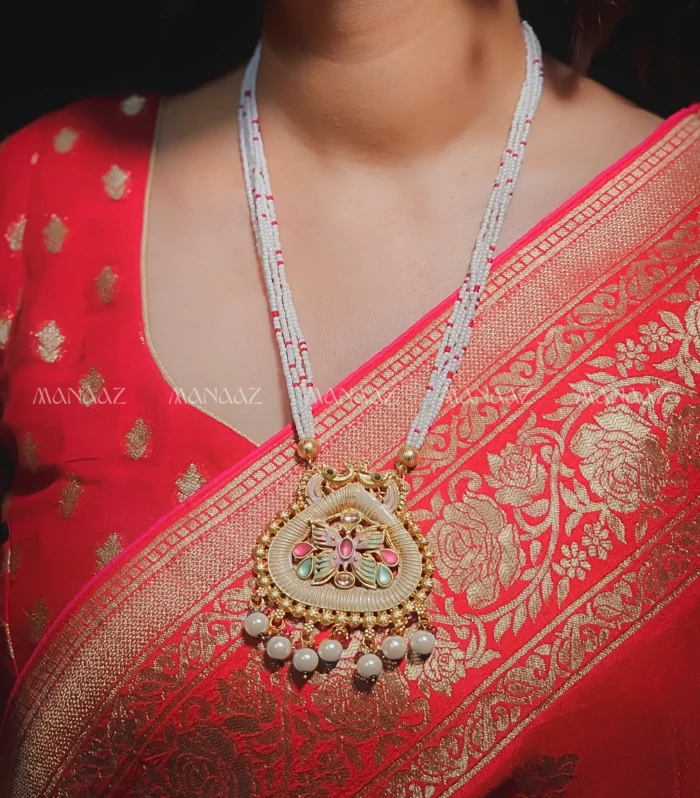 Meenakari Mughal Pearl Long Set