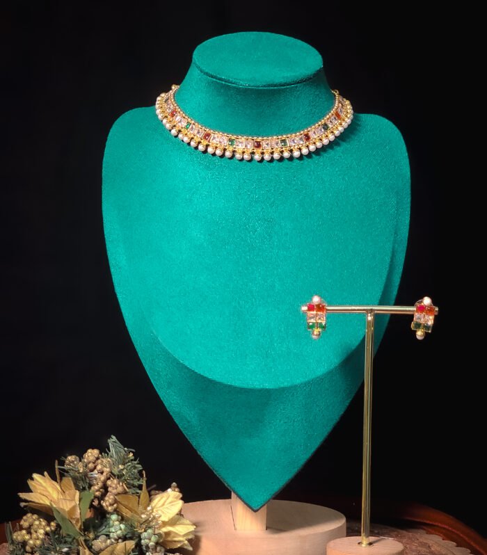 Navratna Pearl Choker Set