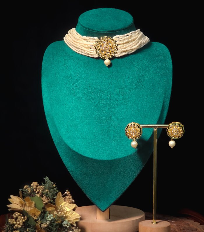 Kundan Bloom Pearl Choker Set