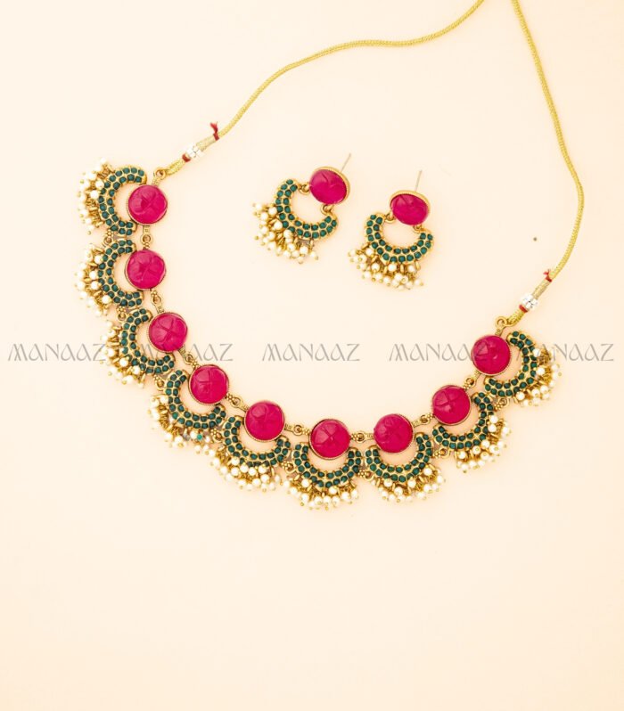 Mehfil-E-Gul Ruby Green Choker Set