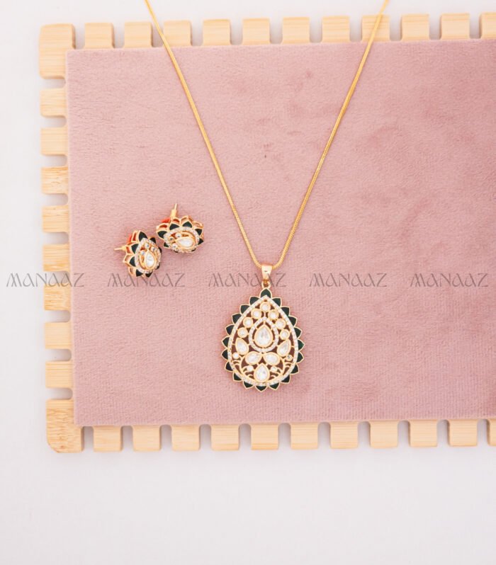 Meenakari Teardrop Pendant Set