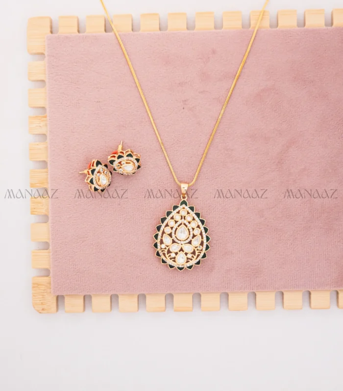 Meenakari Teardrop Pendant Set