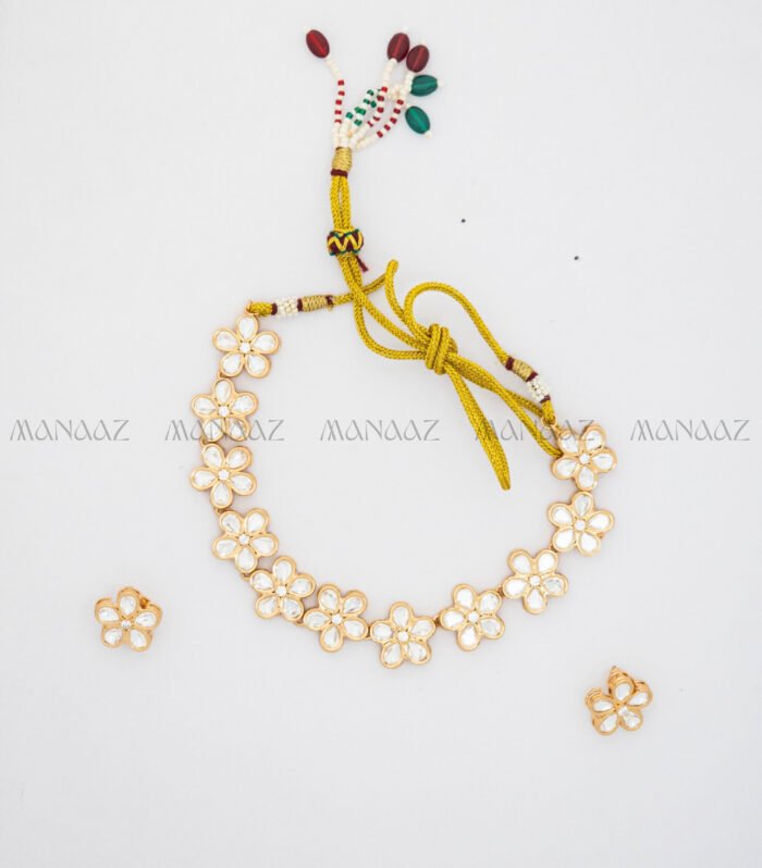 Flower Mozonite Necklace Set