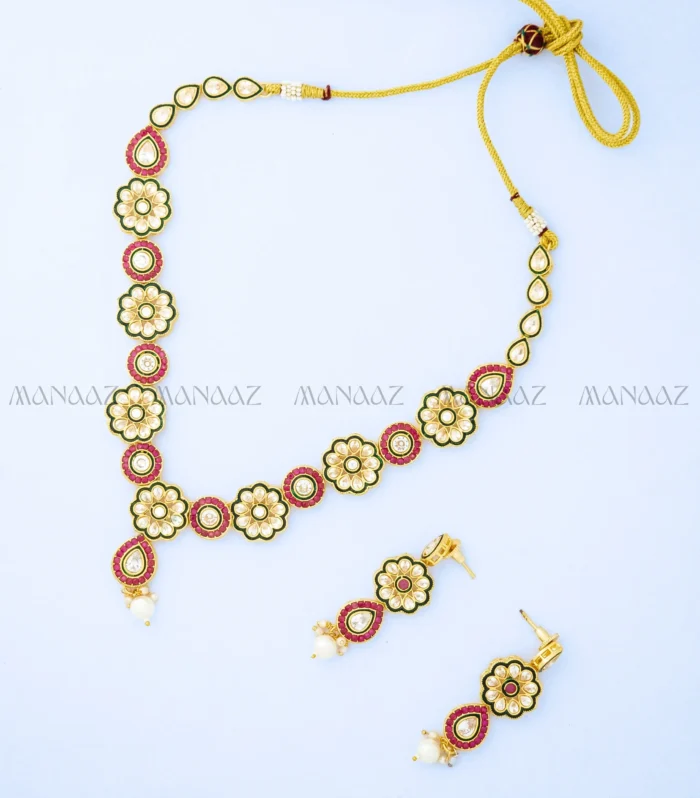 Flower Strand Long Necklace Set