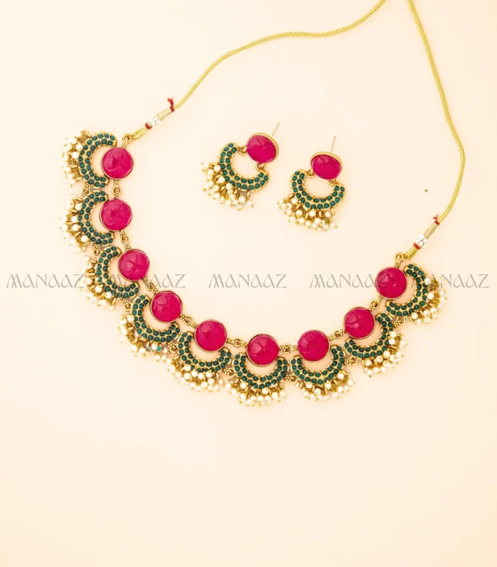 Mehfil-E-Gul Ruby Green Choker Set