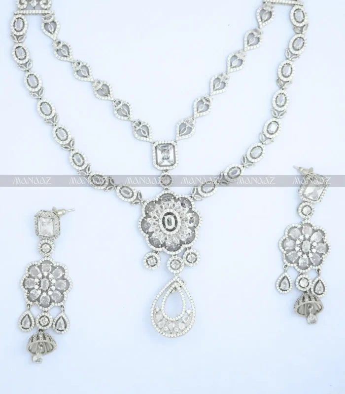 Noor Mahal Zircon Floral Necklace Set