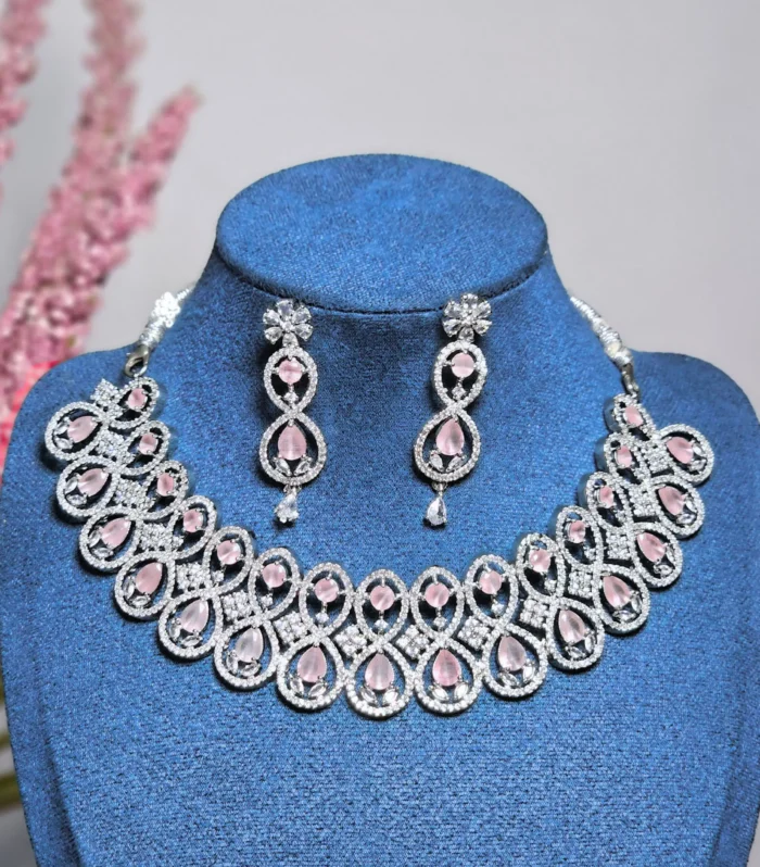 Saumya Blush Infinity Necklace Set ad necklace set artificial jewellery artificial necklace set