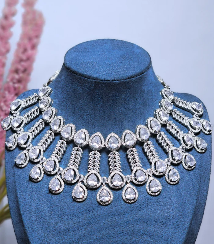 Crystal Veil Necklace Set american diamond necklace set artificial jewellery necklace